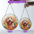 thumbnail image 5 of Welcome Spring Summer Goldendoodle Portrait Flower Blue Sky Stained Glass Suncatcher Doodle Dog Lover Gifts Idea Window Hanging Sign Decor - 12001, 5 of 5