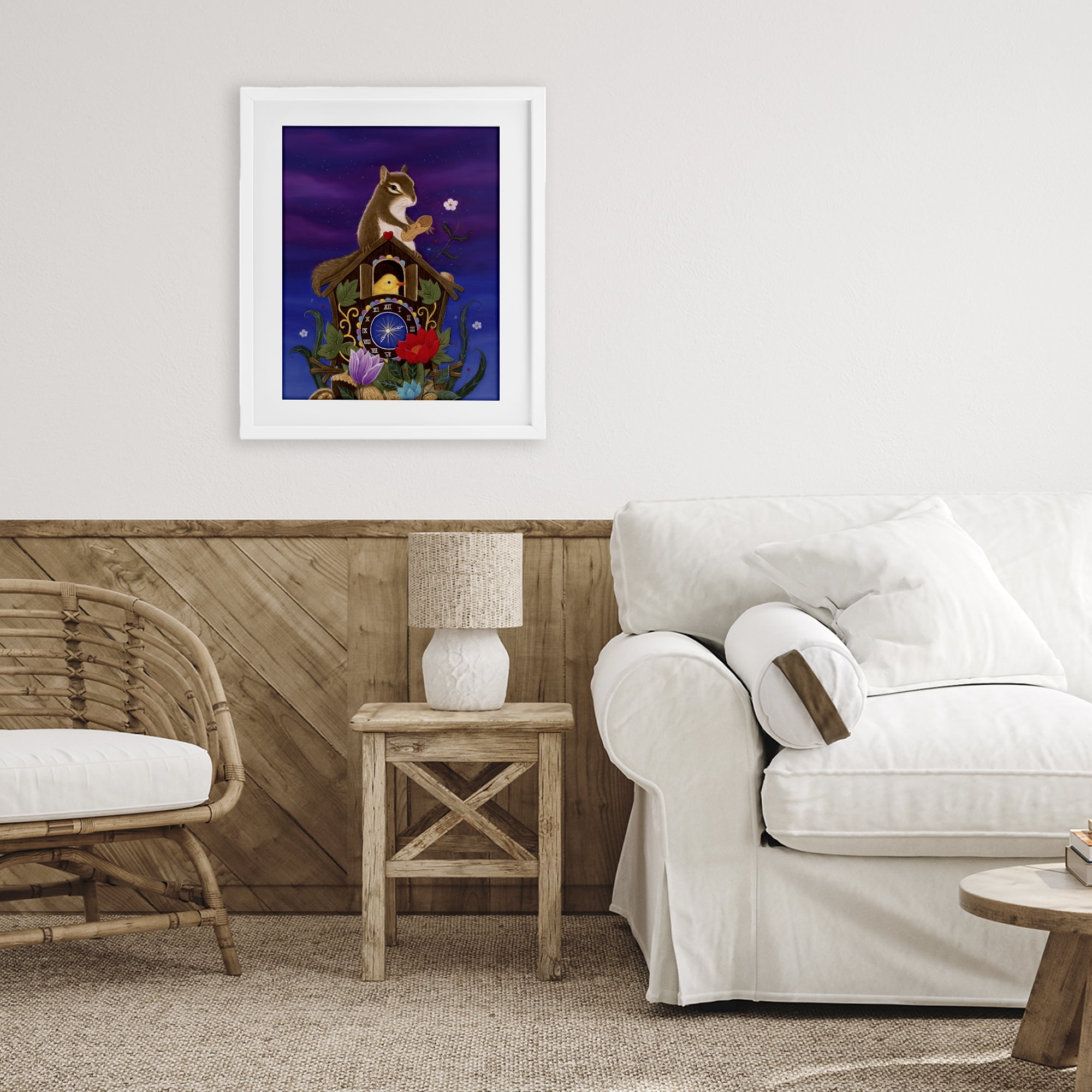 Stupell Industries Nighttime Snack Squirrel White Framed Print Under Glass, design by Gina Matarazzo