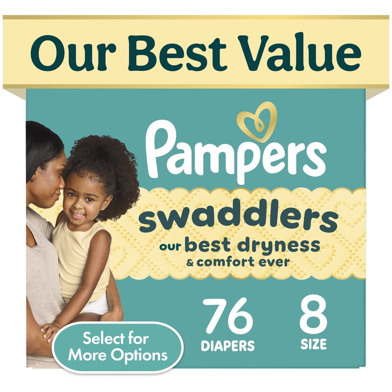 Pampers Swaddlers Diapers, Size 8, 76 Count and Pampers Sensitive