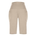 thumbnail image 6 of ASDFVBKG Women's 10" Bermuda Shorts with Pockets High Waisted Knee Length Shorts for Women Walking Workout Casual Khaki 2XL, 6 of 6