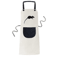 thumbnail image 1 of Black Mouse Animal Portrayal Apron Adjustable Bib Cotton Linen BBQ Kitchen Pocket Pinafore, 1 of 3
