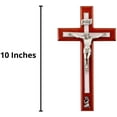 thumbnail image 3 of Wooden Walnut Finish Standing Catholic Crucifix Cross with Silver Toned Jesus Christ, 6 Inch, 3 of 7