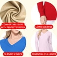 thumbnail image 3 of YEMAK Women's Knit Sweater Pullover – Long Sleeve V-Neck Basic Classic Casual Knitted Soft Lightweight T-Shirt Top, 3 of 8