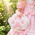 thumbnail image 3 of Cute Cat Paw Shape Crossbody Handbag Plush Shoulder Bag Purse with Chain Strap,White, 3 of 4