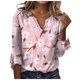 thumbnail image 2 of ICHUANYI Clearance Fashion Woman V Neck Three Quarter 3/4Sleeve T Shirt AutumnBlouse Tops Sweatshirt(Pink, XL) ICHUANYI WER2023081505771, 2 of 5