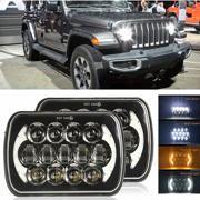 Pair 400W 7x6" 5x7" LED Headlight High Low Beam DRL For Chevrolet Jeep Cherokee XJ