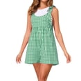 thumbnail image 3 of lcziwo Summer Plaid Romper for Women Casual Cute Tie Straps Sleeveless Short Jumpsuit Loose Fit Wide Leg Onesie Shorts Overalls Prime Sales Clearance Green XXL, 3 of 8