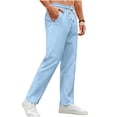 thumbnail image 5 of Mens Cotton Athletic Pants Open Bottom Running Sweatpants Straight Leg Casual Joggers with Pockets Light Blue, 5 of 5