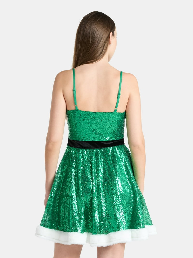 No Boundaries Nutcracker Sequin Mini Dress, Women's - Walmart.com