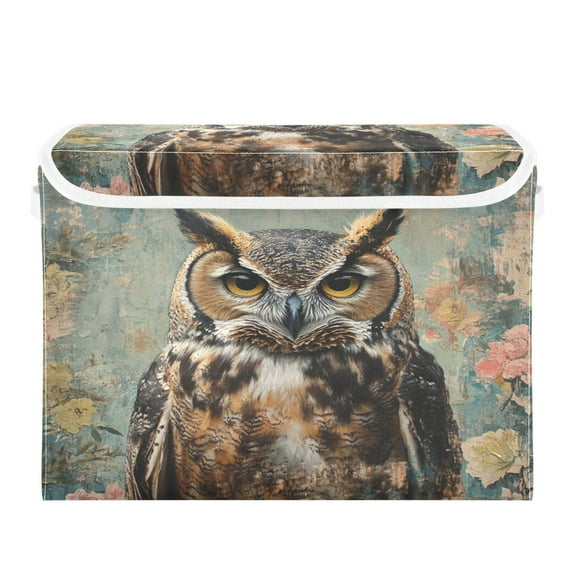 Storage Box With Lid 16.5x12.6x11.8In Foldable Stacked Household Storage Box Grey Owl