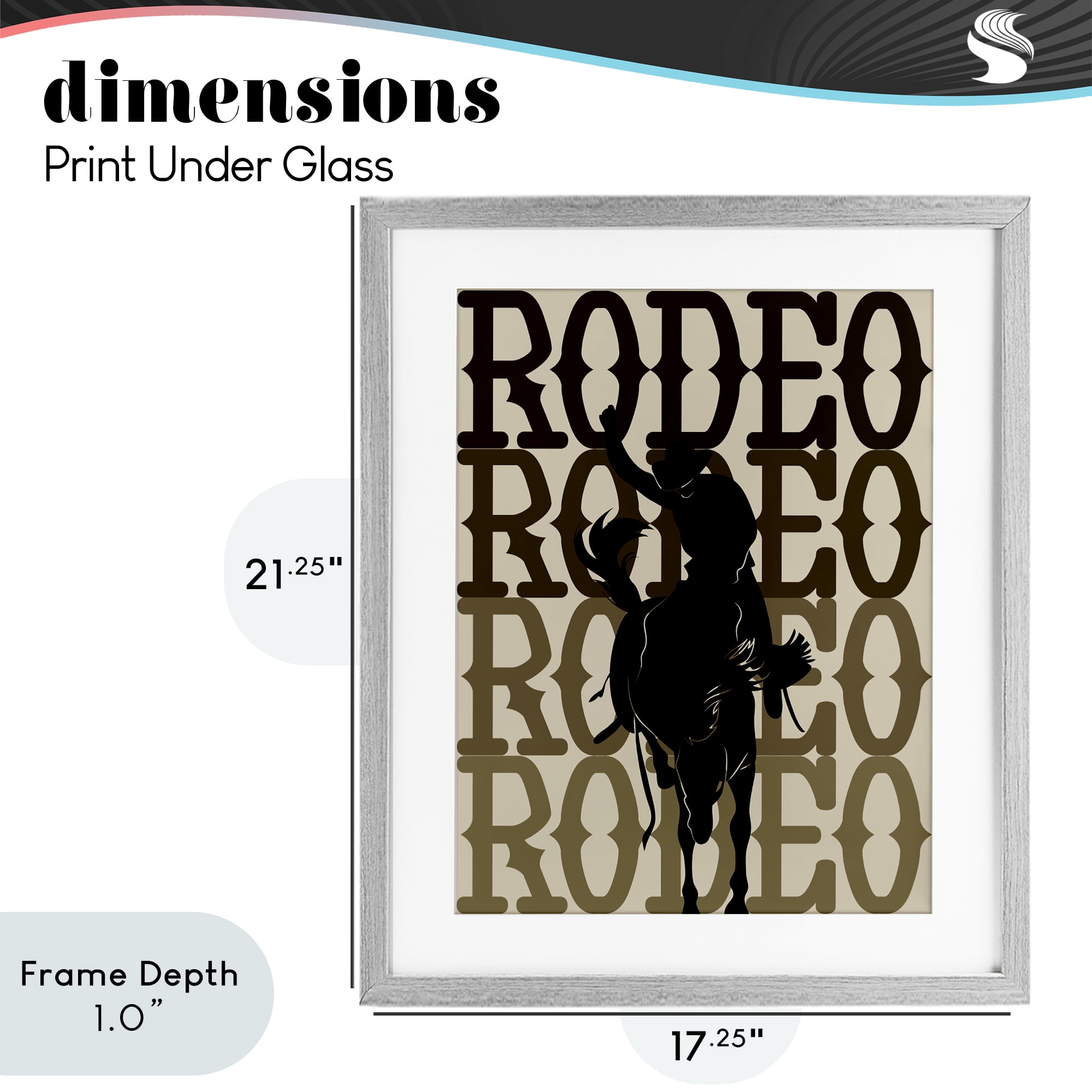 Stupell Industries Rodeo Gradient Cowboy Gray Framed Print Under Glass, design by CAD Designs