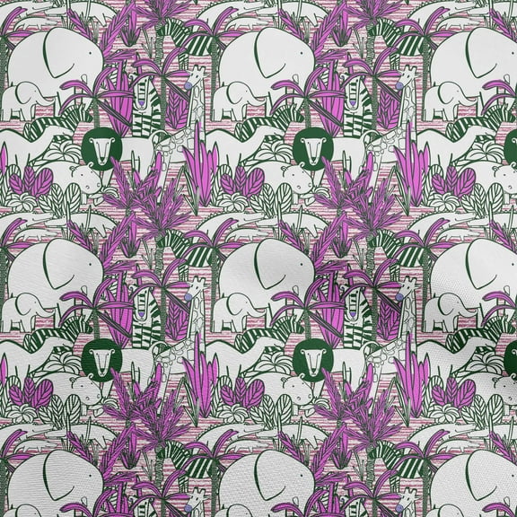 oneOone Viscose Chiffon Purple Fabric Kids Animal Craft Projects Decor Fabric Printed By The Yard 42 Inch Wide