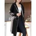 thumbnail image 4 of Gustave Women Full Zip Up Hoodie Oversized Long Tunic Sweatshirts Casual Fleece Hooded Jacket Fashion Winter Coats Outerwear with Pockets "Black, XL", 4 of 5