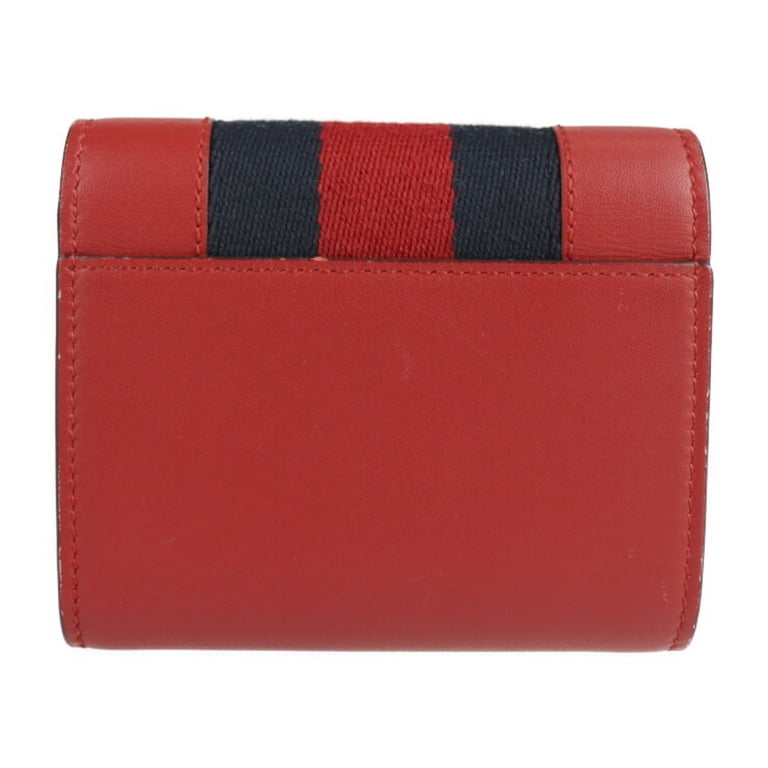 Pre-Owned GUCCI Gucci Sylvie compact wallet webbing line tri-fold 