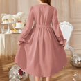thumbnail image 3 of Inglocry Girls Long Sleeve Dress Fashion High Low Flowy Swing Semi Formal Party Dresses with Belt Pink 9-10Y, 3 of 3