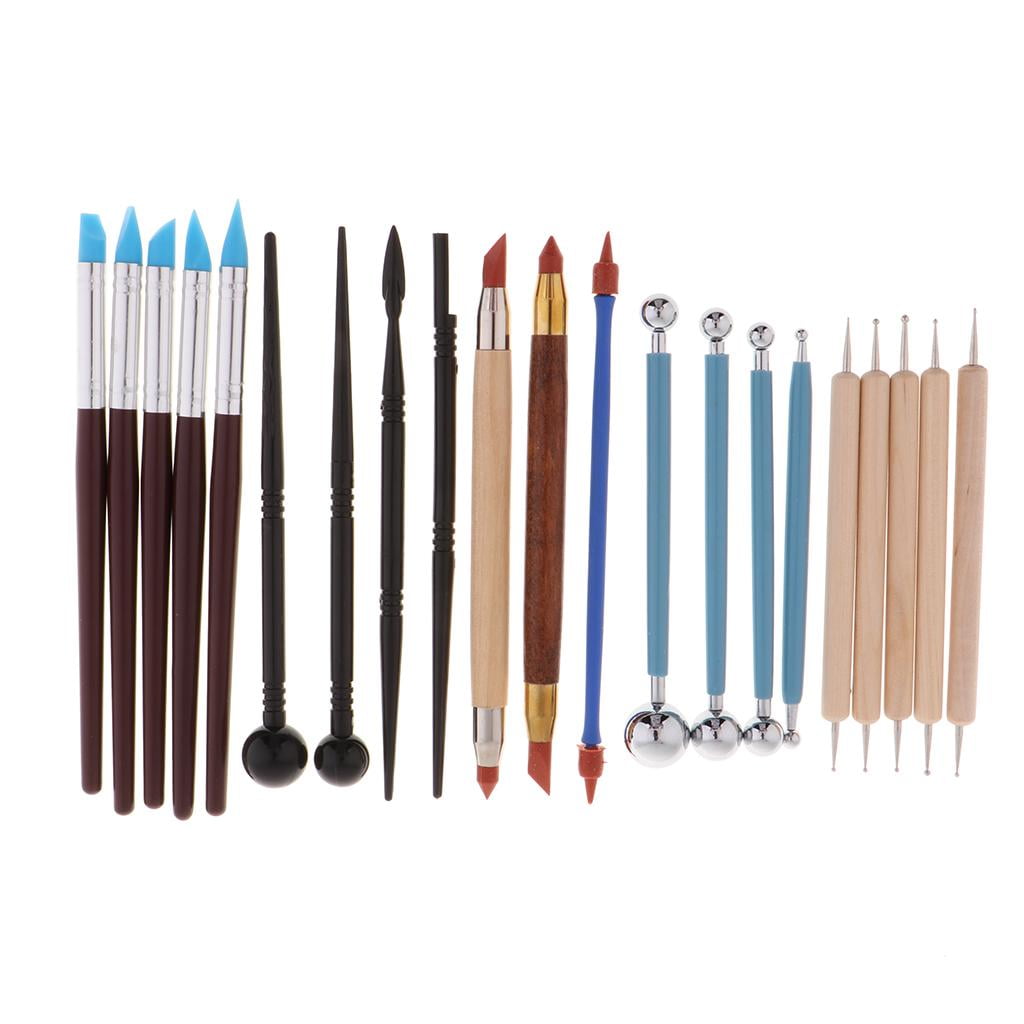 Milageto 5 Style Polymer Clay Tools,Modeling Clay Tools, Wooden Clay Tools, Wooden Handle 56Pcs