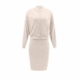thumbnail image 5 of Letdown Womens 2 Piece Casual Outfit 2025 2026 Square Neckline Sleeveless Bodycon Midi Dress with Back Slit and Jacket Set (Khaki, S), 5 of 7