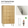 thumbnail image 6 of Fluted 5 Drawers Dresser, Tall Modern Chest of Drawers with Marble Top, Curved Profile Design, Wood Drawer Organizer for Bedroom, Living Room, Hallway, Entryway, 6 of 7