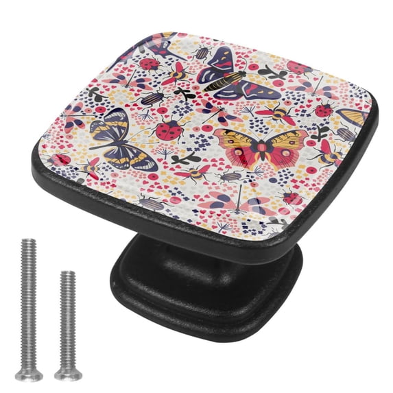 4 Pcs Cabinet Handle Drawer Pulls Butterfly Knobs with Screws Square Furniture Office Cabinet Knob Decoration
