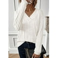 thumbnail image 5 of PRETTYGARDEN Fall Fashion Long Sleeve Shirts for Women Ribbed Knit V Neck Dressy Casual Lightweight Sweaters Tunic Tops, 5 of 9
