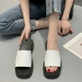 thumbnail image 4 of VerPetridure Women's Solid Color Platform Wedge Beach Slippers Open Toe Slippers Shoes Comfy Sandals Casual Comfortable Beach Sandals, 4 of 7