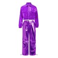 thumbnail image 5 of iiniim 2Pcs Girls Dance Outfits Jazz Hip Hop Dance Metallic Cropped Jacket Pants Set Modern Dancewear Purple 6, 5 of 7