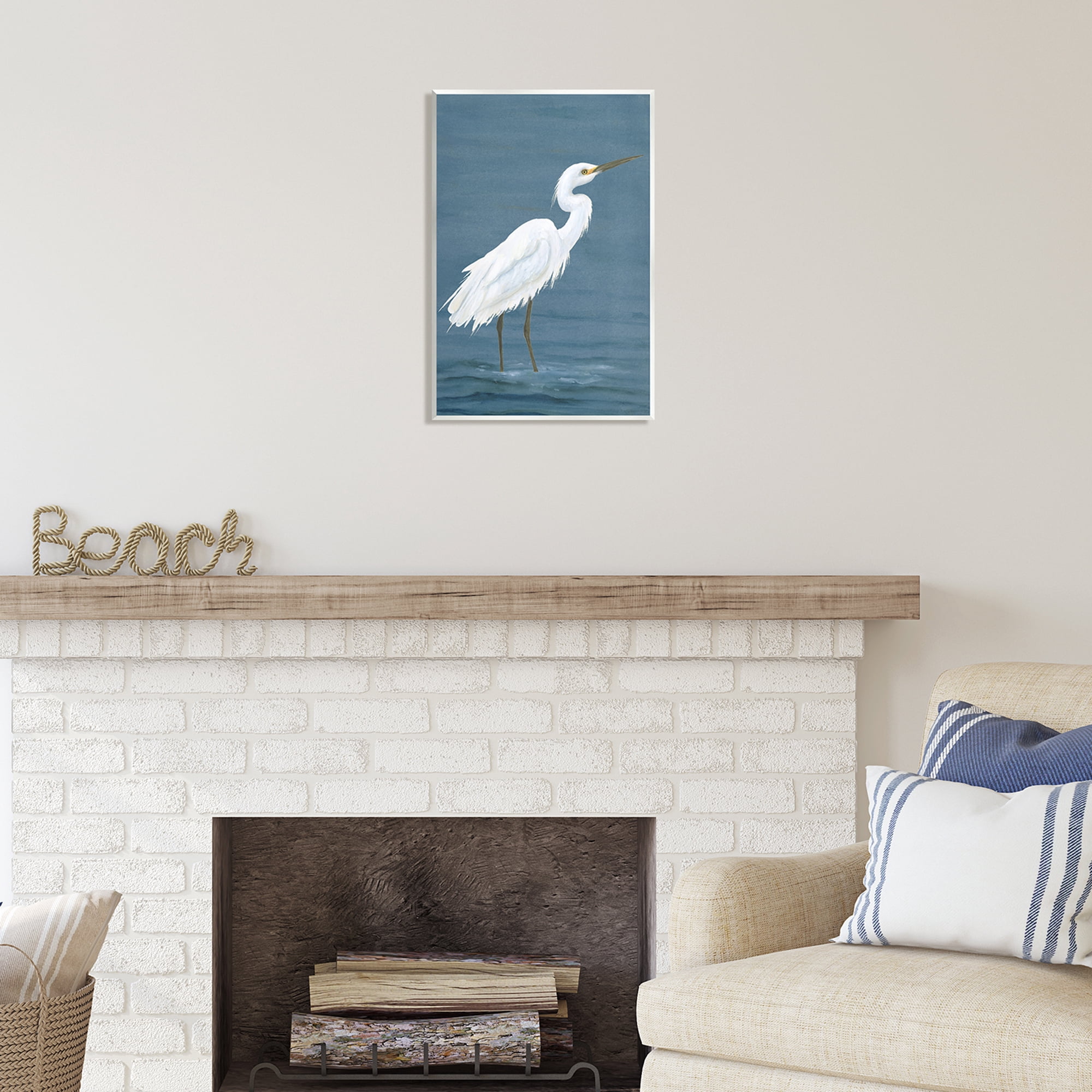 Stupell Industries Egret in Shallow Water Animals & Insects Painting Unframed Art Print Wall Art, 13 x 19