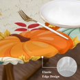 thumbnail image 3 of Orange Pumpkins Fall Round Tablecloth, Fitted Table Cover with Elastic for 45"-54" Round Tables, Thanksgiving Maple Leaves Weeping Rustic Table Cloth Outdoor Dinning Party Waterproof Tablecloths, 3 of 7