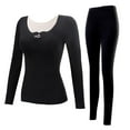 thumbnail image 2 of Gyexs Long Johns for Women Thermal - Thermal Underwear for Women V Neck, Lightweight Long Sleeve Tops Plus Size Clothes, Black, Size M, 2 of 5