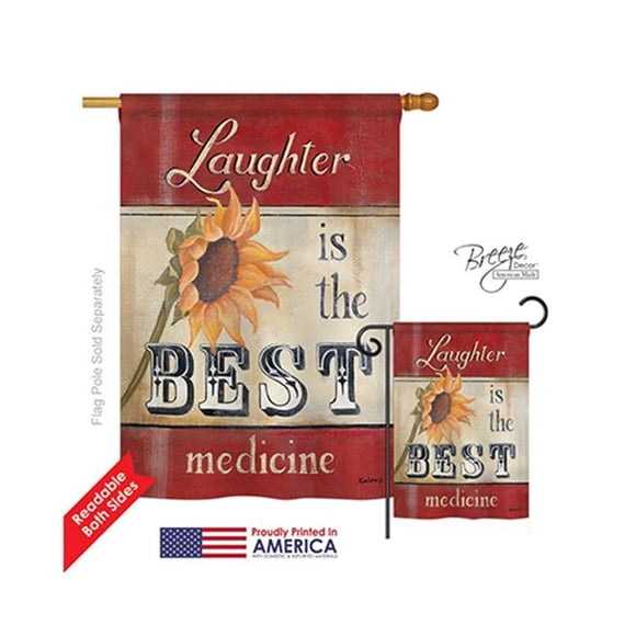 Breeze Decor 00057 Welcome Laughter is the Best Medicine 2-Sided Vertical Impression House Flag - 28 x 40 in.