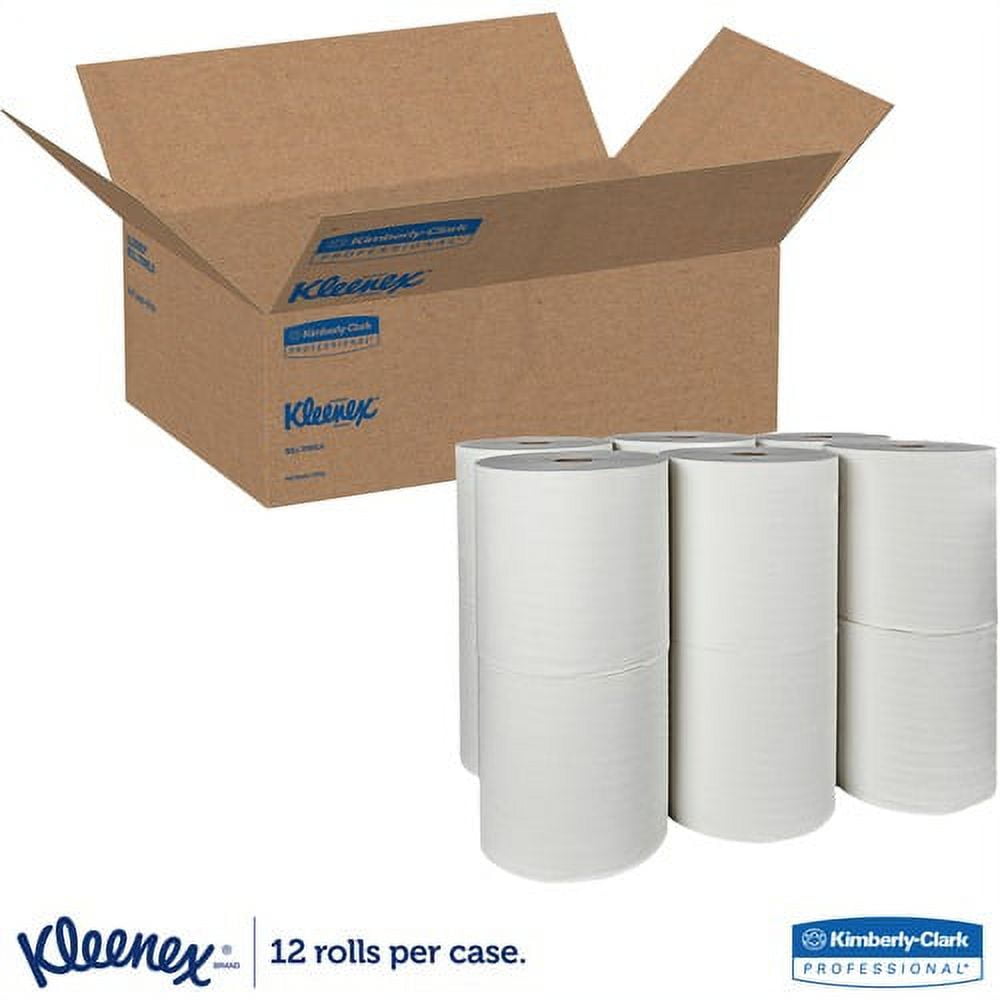 Kleenex Professional Universal Hard Roll Paper Towels, Bulk (01080), Hardwound 1.5" Core, Premium Absorbency Pockets, White (12 Rolls at 425' Each, 5,100'/Case)