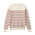 thumbnail image 4 of Womens Oversized Striped Sweatshirt Casual Long Sleeve Crewneck Shirt Fshion Clothes (Beige S), 4 of 4