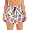 thumbnail image 2 of Sigee Rose Flowers for Women's Athletic Shorts High Waisted Running Shorts Pocket Sporty Short Gym Elastic Workout Shorts, 2 of 9