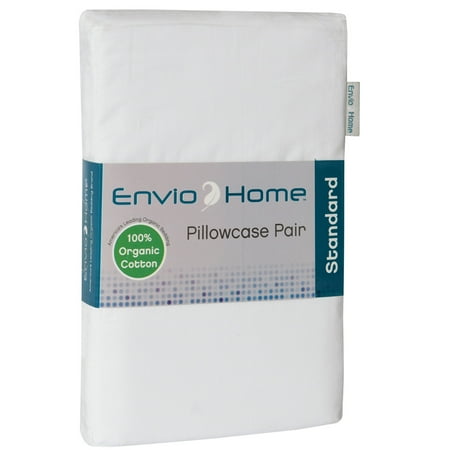 Gots Certified Organic Cotton - EnvioHome GOTS Certified Organic Cotton Pillowcase Pair - White, Standard