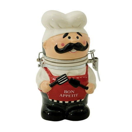 Hand-Painted Earthenware Chef Hinged Jar by, Hand-Painted Earthenware Hinged Jar by Boston Warehouse is a perfect container for storing cookies, coffee, tea, cocoa,.., By Boston Warehouse