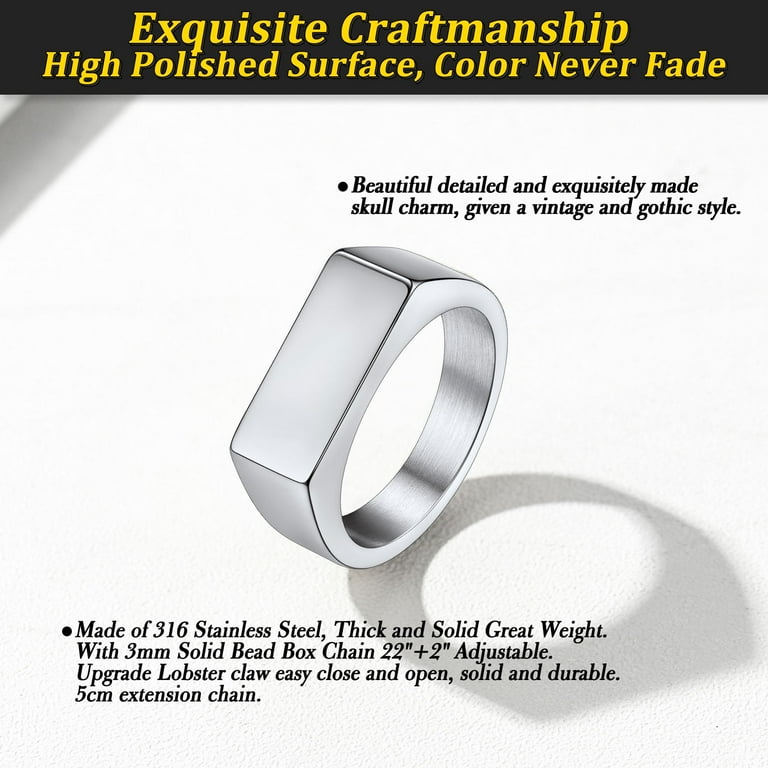 Bestyle Stainless Steel Signet Ring, Heavy Dome Band photo 8