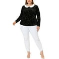 thumbnail image 2 of Unique Bargains Women's Plus Size Long Sleeve Peter Pan Collar Vintage Velvet Tops 1X Black, 2 of 6