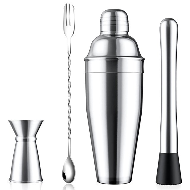 Juego De Coctelera De 24 Oz - Herramientas De Barra Coctelera De Bebida Colador De Cóctel Incorporado, Muddler, Jigger, Cuchara Mezcladora, Libro De Recetas - Coctelera De Martini / Mezclador De Bebid Muyoka Hogar