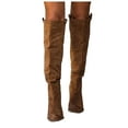 thumbnail image 3 of Willtoo Women's Thigh High Boots Fashion Casual Suede Over The Knee Block High Heels Long Sexy Pointed Toe Tall Boots for Women Ladies Coffee US-7（EU-38）, 3 of 9