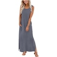 thumbnail image 2 of gakvbuo Summer Tank Dress For Women Maxi Dress Sundress Womens Summer Casual Beach Sleeveless V-Neck Long Dress, 2 of 9