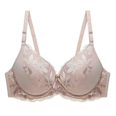 Oplxuo Lace Bra Sexy Bralettes Womens Wireless Balconette Bras Half Cups Double-Layered Soft