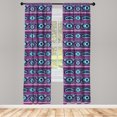 thumbnail image 2 of Ambesonne Ikat 4-Panel Curtains, Ethnic Tribal Floral Art, 56"x84", Marigold Turquoise and Indigo, 2 of 4