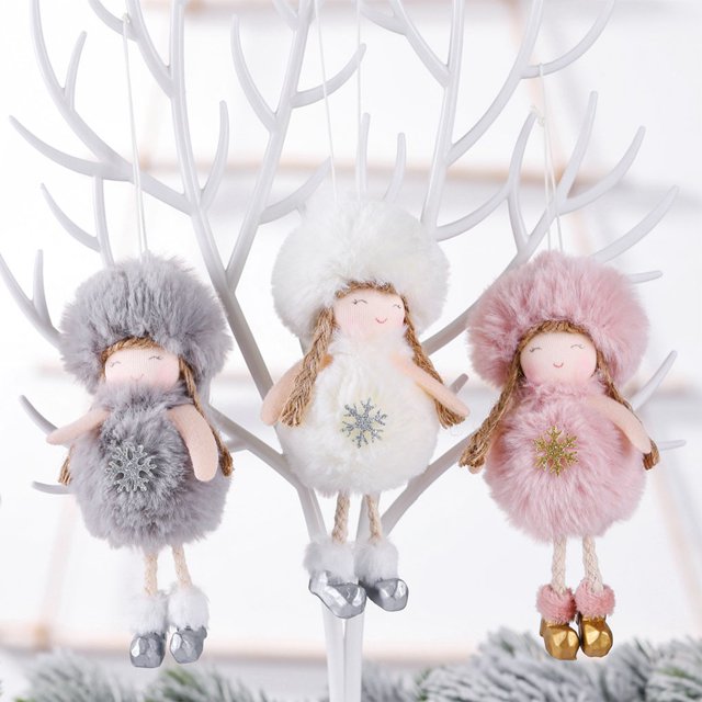 Worallymy Árbol de Navidad Colgante Colgante Decorativo Muñeca Terciopelo Festival Adorno Juguete para Oficina en casa Blanco Worallymy JD735809711
