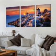 thumbnail image 2 of Nawypu  Santorini Island Wall Art Greece Nature Landscape Picture Canvas Prints Seascape in the Sunset Painting for Bathroom Bedroom Modern Framed Giclee Home Decor 12''x16''X3 Panels, 2 of 4