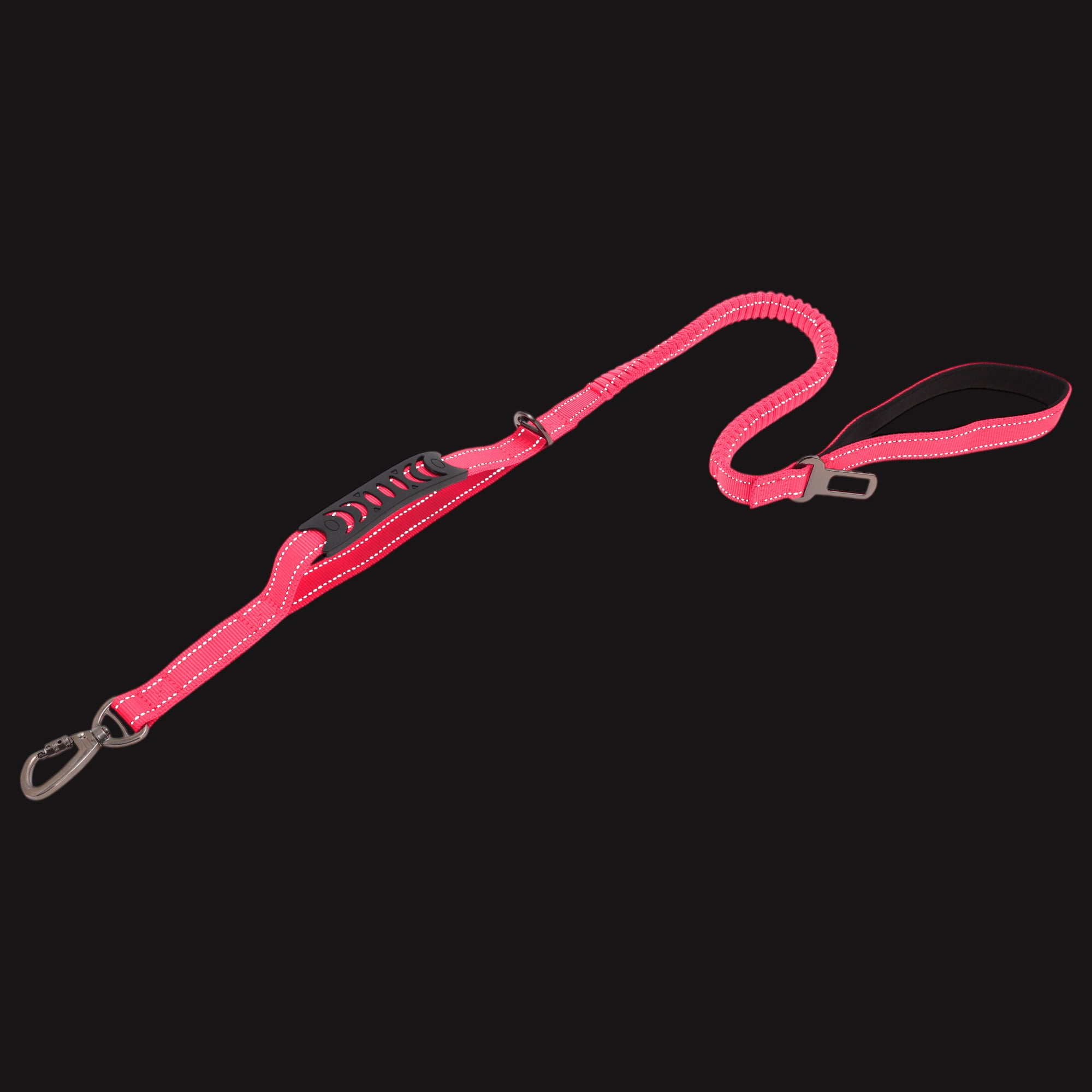 Unique Bargains Dog Car Seatbelt with Shock Absorbing Leash and Handles Rose Red