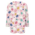 thumbnail image 4 of YLHFASHION T-shirt à Manches Longues pour Femmes, Printemps, Lapin de Pâques, Oeuf de Pâques, Col Rond, Coupe Ample, Décontracté, Manches Sept-Huitièmes, Soldes Aujourd'hui, Liquidation, 4 of 5
