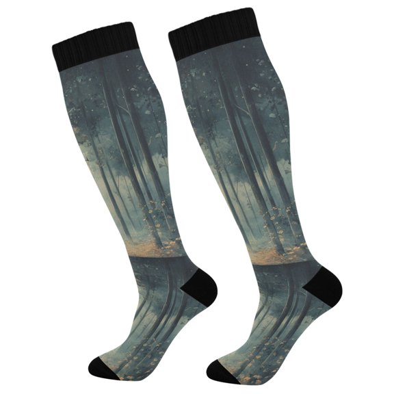 FORMRS Womens Knee High Socks Casual Long Thick Travel Daily Wear, 1 Pair, Retro Forest