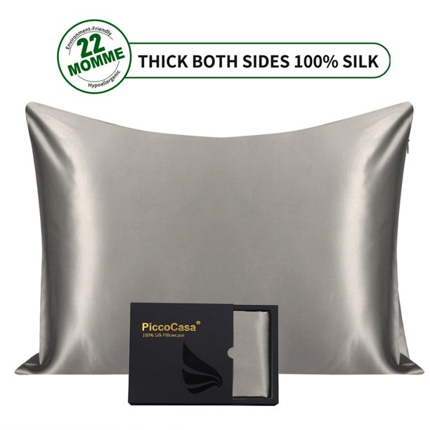 PiccoCasa Solid Print Pillowcase, Queen, Gray