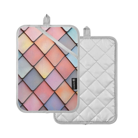 Yayeee Pot Holders Kitchen Heat Resistant with Pocket 7"x9.8" Cotton Oven Cooking Hot Pads, Pink Shimmering Pattern