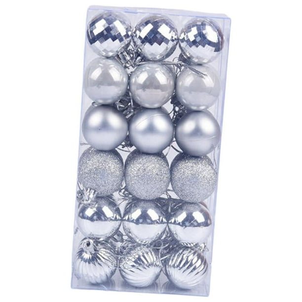 36 piezas de adornos, decoraciones para árboles de Navidad, bolas de Navidad para árboles de Navidad Plata